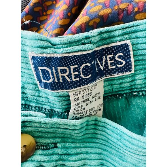 Vintage Women's Corduroy Trousers Seafoam Green Widewale High Rise Pleat SZ 28 - Picture 4 of 9